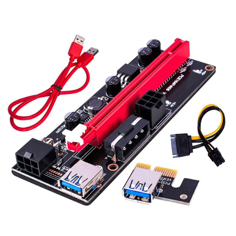 PCI Express 라이저 카드 USB 3.0 케이블 PCI-E 1X ~ 16X 익스텐더 어댑터 GPU 마이닝 광부용 4 핀 6 핀 전원