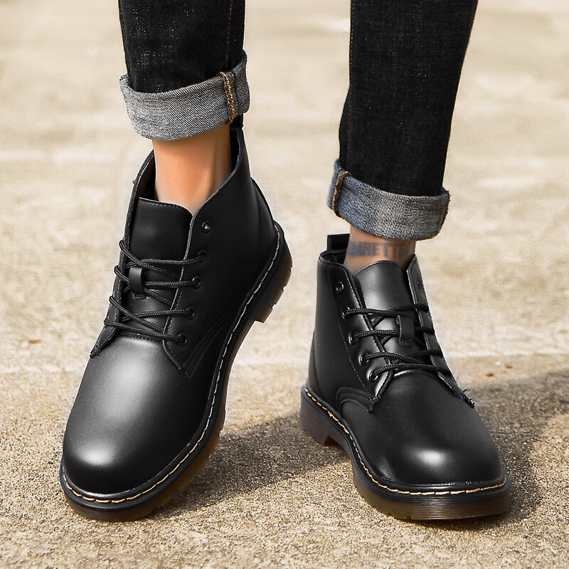 Botas de couro de moda para homens casuais sapatos casuais sapatos de couro para homens