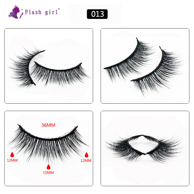 Flash girl  The newest 013 100% handmade 5pais 3D mink Eyelashes natural and long false Eyelashes