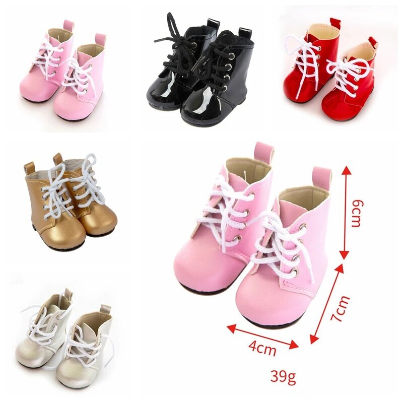 Zapatos de muñeca a la moda, botas hechas a mano de 7Cm, zapatos para muñeca americana de 18 pulgadas y 43Cm, accesorios para muñeca recién nacida