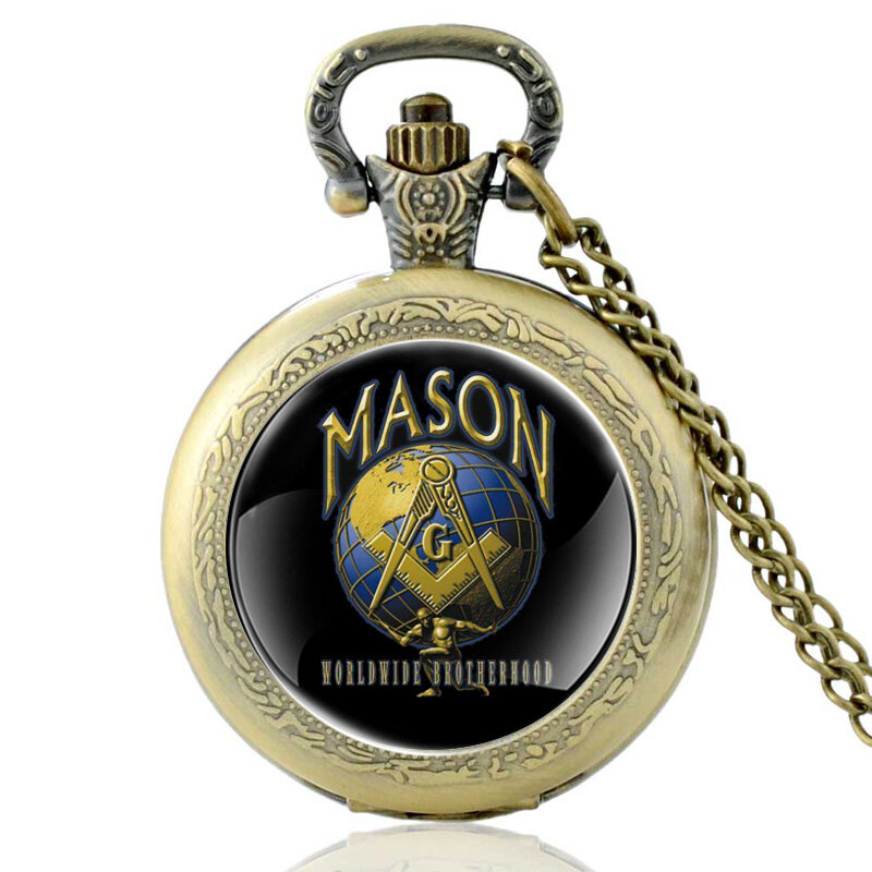 Klassische Männer Frauen Quarz Taschenuhr Mason Weltweit Bruderschaft Anhänger Halskette Uhren Schmuck Geschenke