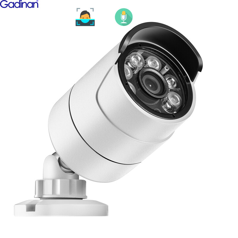 Gadinan 5MP IP Camera POE 4MP CCTV Security Cameras Outdoor Ai Face Detection Audio Video Bullet Surveillance For POE NVR System