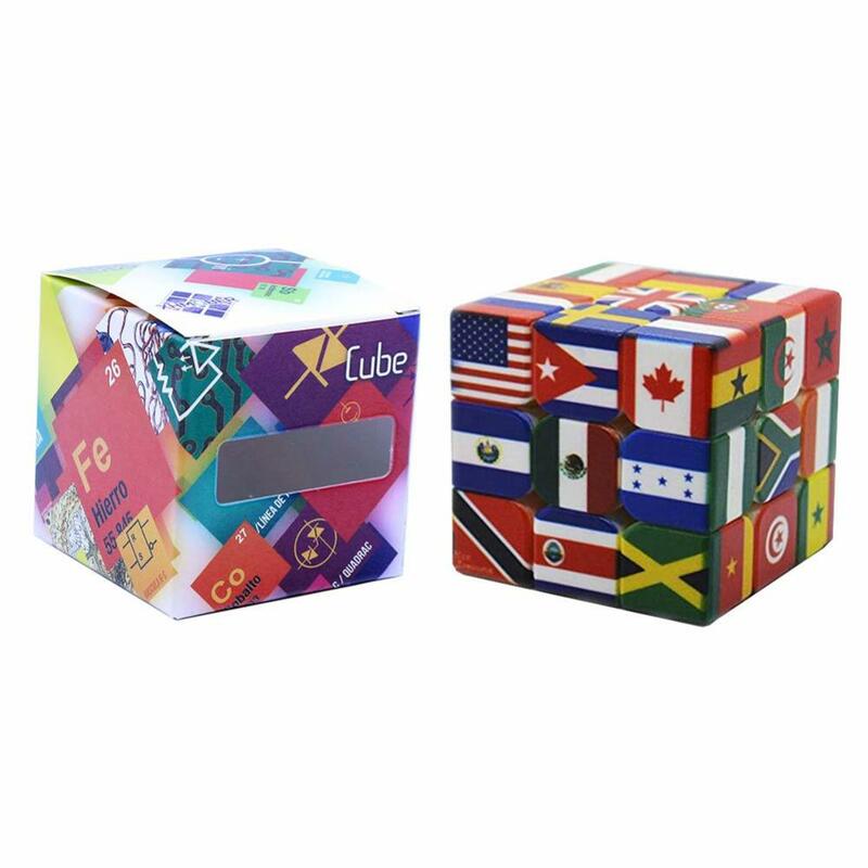 Kuulee-cubo mágico de alta calidad para niños, juguetes infantiles interesantes con impresión UV, cubo mágico con bandera nacional, juguetes educativos 3x3x3