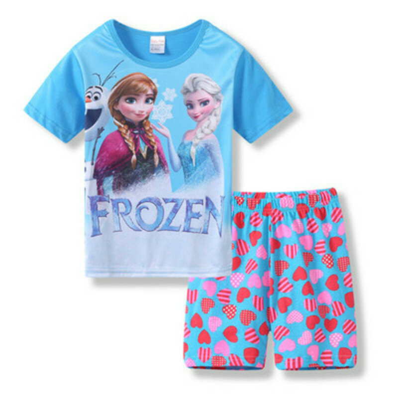 Conjunto de pijama infantil, manga curta, de verão, pijama do homem-aranha com estampa de mickey e carros, para meninos e meninas