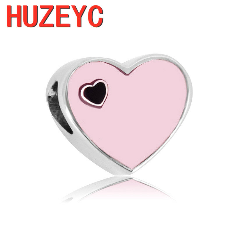 Бусина-Шарм из нержавеющей стали, серебристая, розовая, в форме сердца, бабочки, 2 шт.