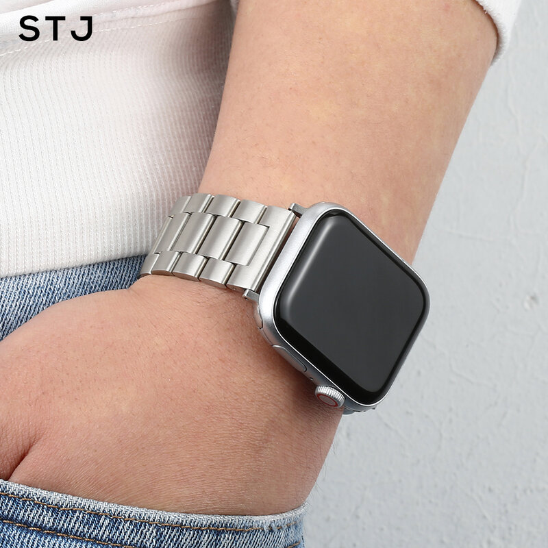 STJ Stainless Steel Strap For Apple Watch Band Series SE/6/5/4/3/2/1 38mm 42mm Metal Sport Watchband For iwatch 40mm 44mm