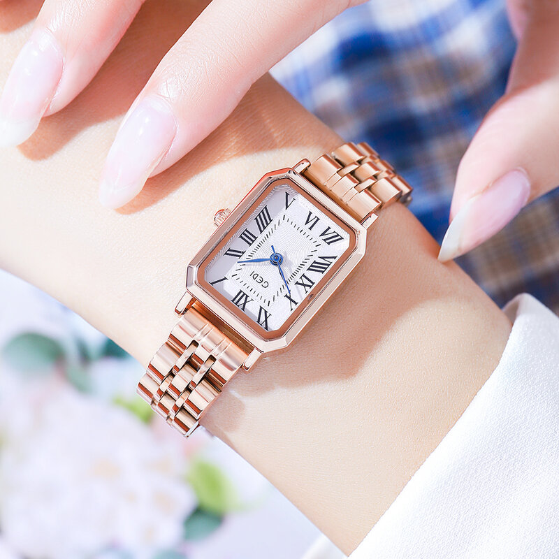 Gedi marca de luxo relógio de pulso de quartzo moda feminina aço inoxidável à prova dwaterproof água pulseira relógios casual lady assista presente para mulher