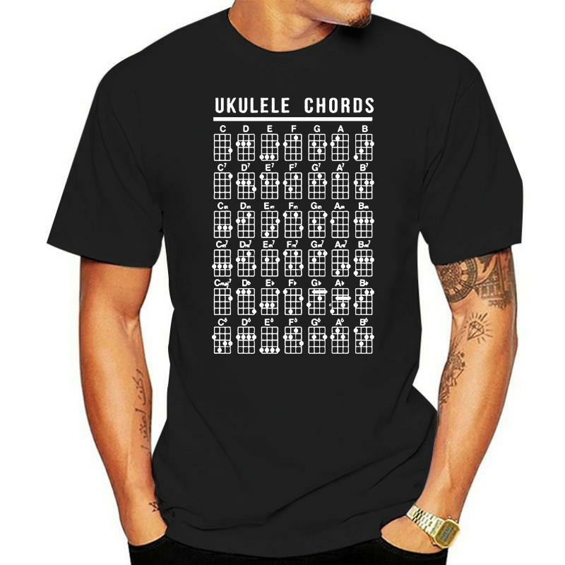 Camisetas personalizadas de algodón con cuello redondo, camisa con estampado de acordes de ukelele, ajustada, para Fitness, 2020