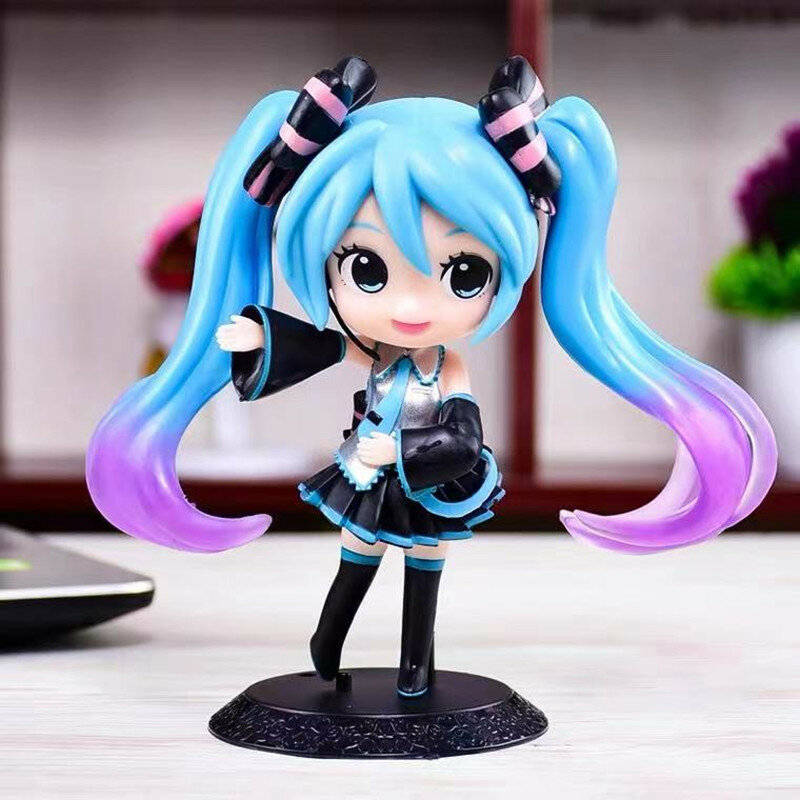 14cm kawaii azul cantar gril bonecas anime miku sakura figuras de ação brinquedos meninas bonecas pvc figura modelo brinquedos presente