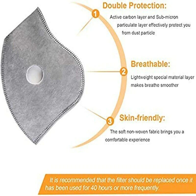 Máscara de proteção respiratória, filtro e carvão ativado, mais camada de prevenção, antipoeira, segura, pm2.5