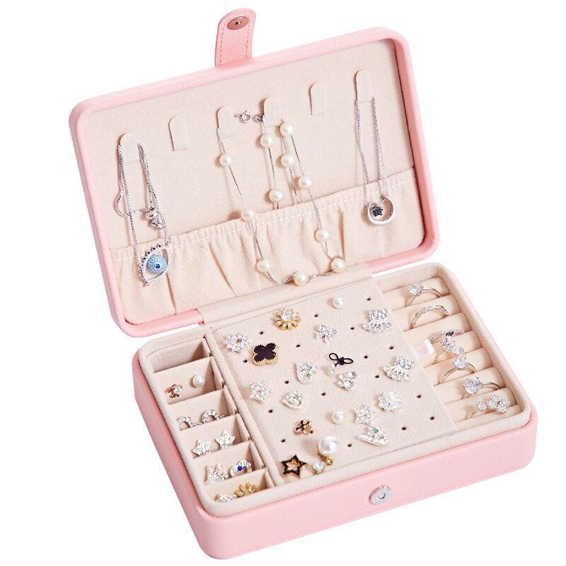 Jewelry Box Travel Comestic Jewelry Casket Organizer Makeup Lipstick Storage Box Beauty Container Necklace Birthday Gift