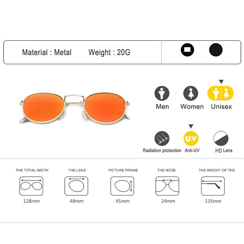 Longkeeper óculos de sol redondo clássico masculino e feminino, espelhado com liga metálica, modis oculos 2020