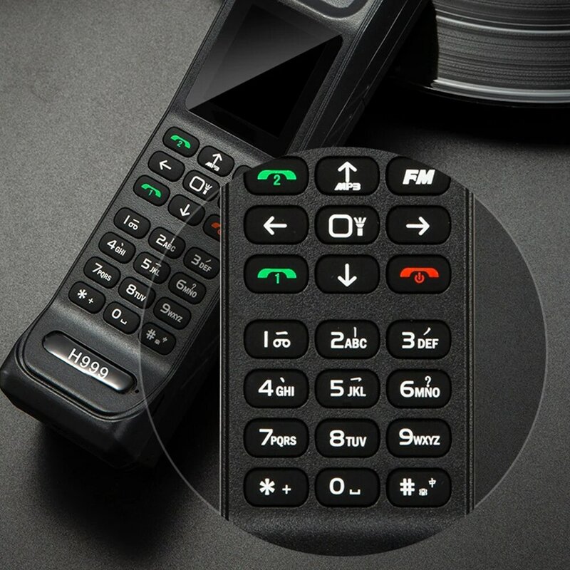 H999mini telefone celular dual sim, telefone portátil, telefone móvel clássico, alto-falante, reprodutor multimídia mp4, lanterna com porta usb