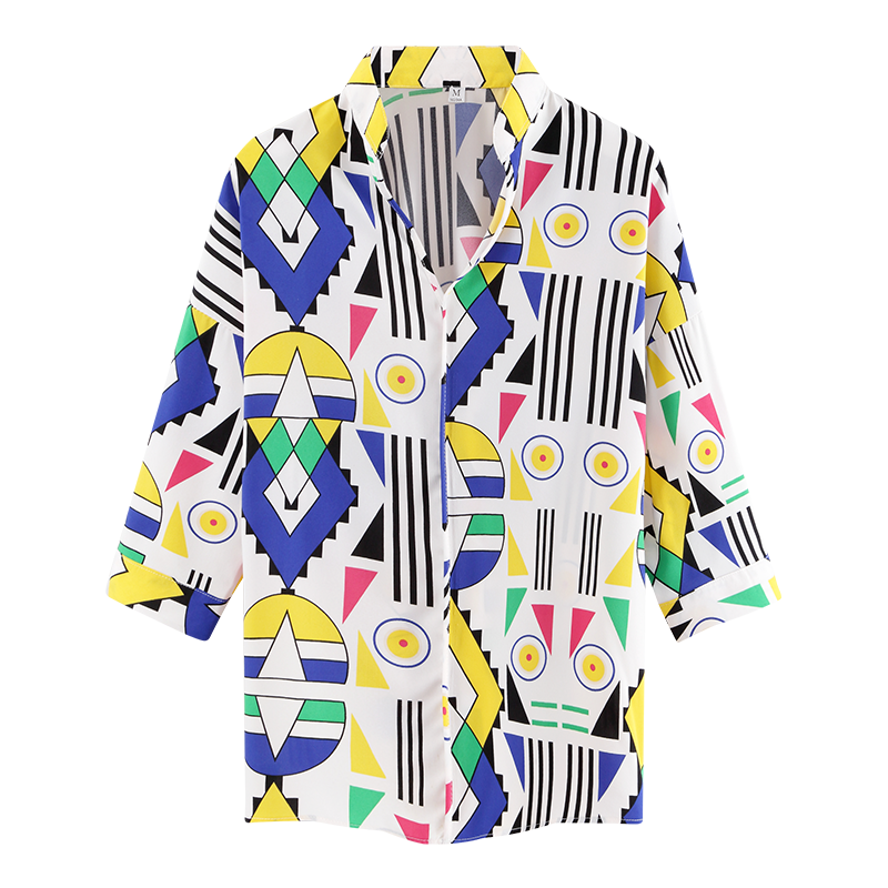 Oversize Grappige Blouse Vrouwen 2020 Zomer Casual Tops Shirt Korte Mouw Dames Streetwear Print Geometrische Tops En Blouses Vrouw