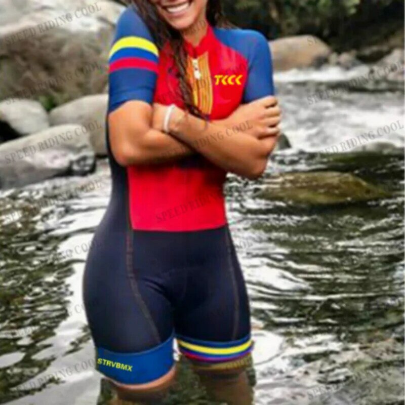 TKCK 2021 Pro-Camiseta Celana Ketat Balap Wanita Lengan Pendek Jumpsuit Sepeda Ketat Sepeda DH Mtb Bmx Maillot Ciclismo Jumpsuit Wanita