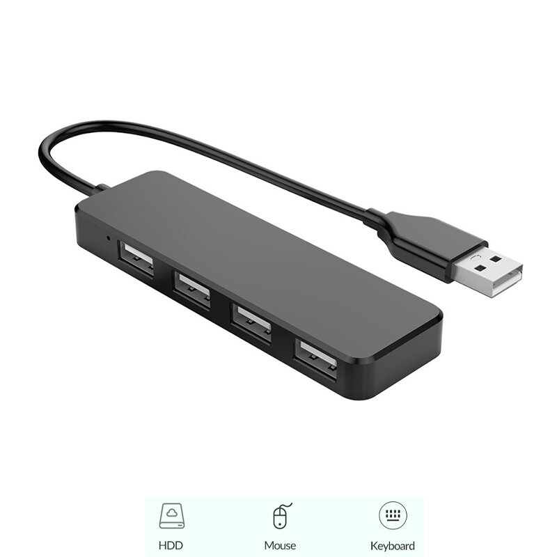 Mini USB HUB Multi 4 puertos USB 2,0 de alta velocidad, divisor portátil para Windows, Mac OS, Android, Accesorios para ordenador portátil
