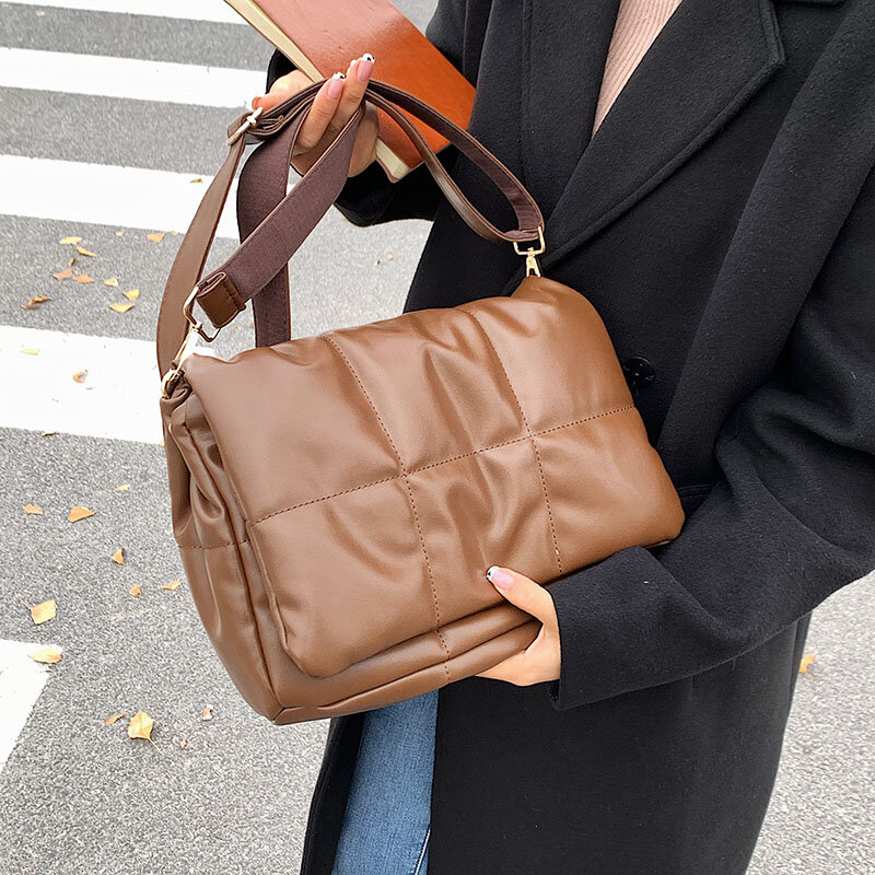 Acolchoado acolchoado sacos crossbody 2021 moda design xadrez couro do plutônio bolsa feminina hit inverno luxo simples marcas