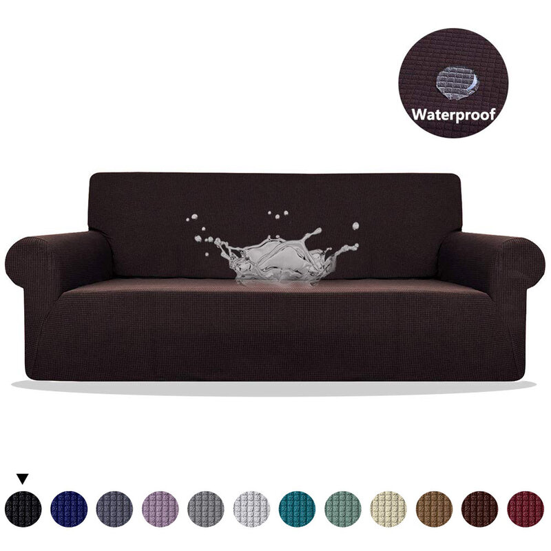 Meijuner-capa de sofá à prova d'água, cor sólida, alto elástico, cobertura elástica com tudo incluído, sala de jantar