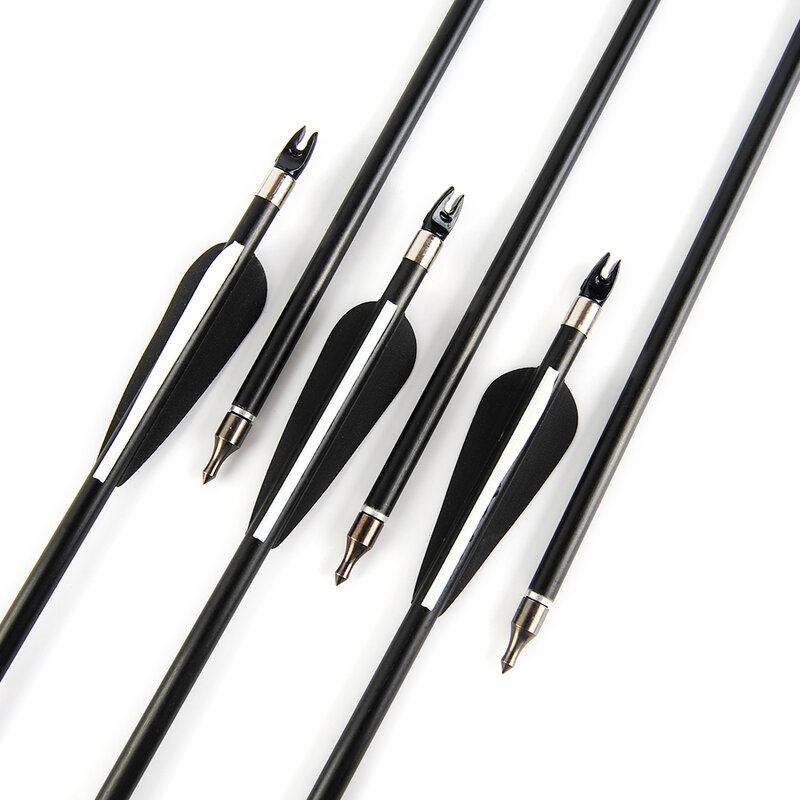 Spine 500 6/12/24pcs 30 inches Fiberglass Arrows Diameter 8 mm with Explosion-proof for Recurve/Compound Bow Archery Hunting
