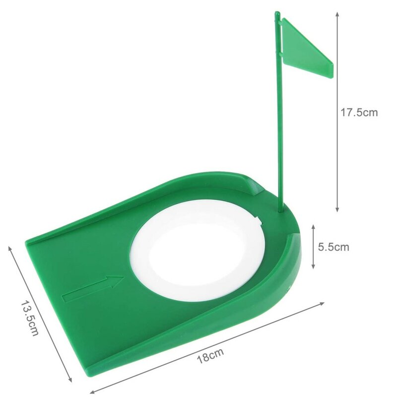 Taco de golfe verde indoor putter putting trainer com buraco bandeira prática auxílio em casa quintal ao ar livre treinamento auxílio buraco ajustável