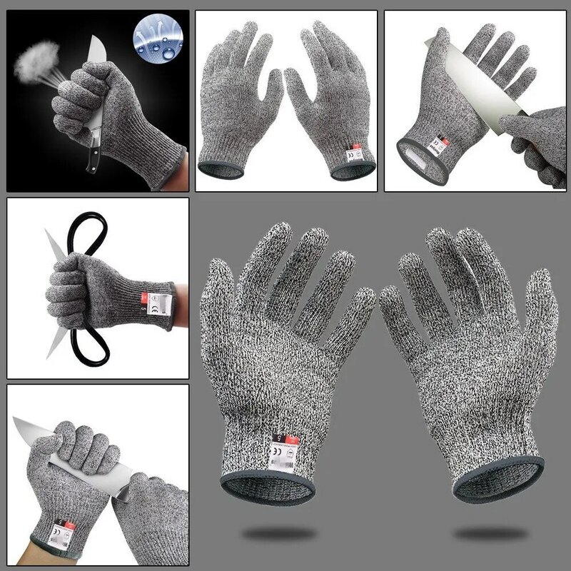 1 Pair Cut-Resistant Safety Gloves Anti Cut Proof Gloves Grey Anti-cut Level Work Gloves Garden Butcher Magic Gardening Gloves