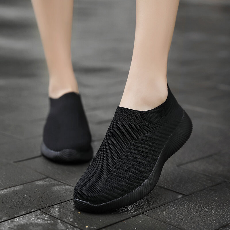 รองเท้าผู้หญิงถักถุงเท้ารองเท้าผ้าใบPlus Size43 แฟชั่นผู้หญิงVulcanizeรองเท้าผู้หญิงAir Meshรองเท้าผ้าใบแ...