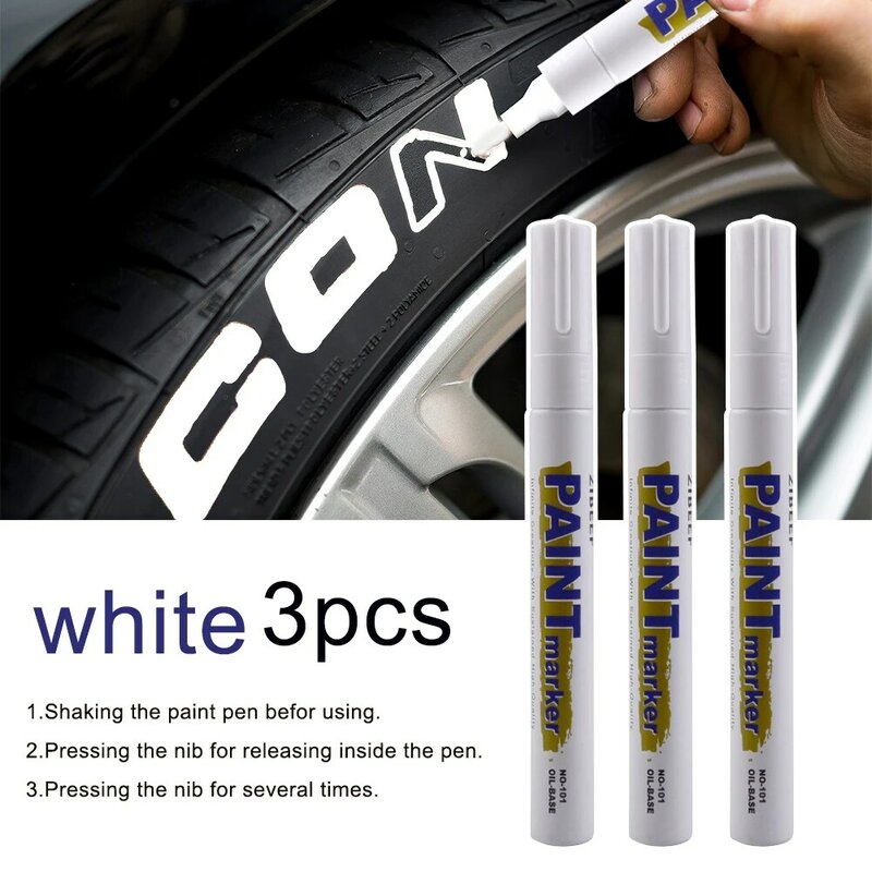 3 pçs carro branco pneu tinta marcador canetas à prova dwaterproof água permanente caneta apto para carro motocicleta pneu piso borracha óleo base dropshipping