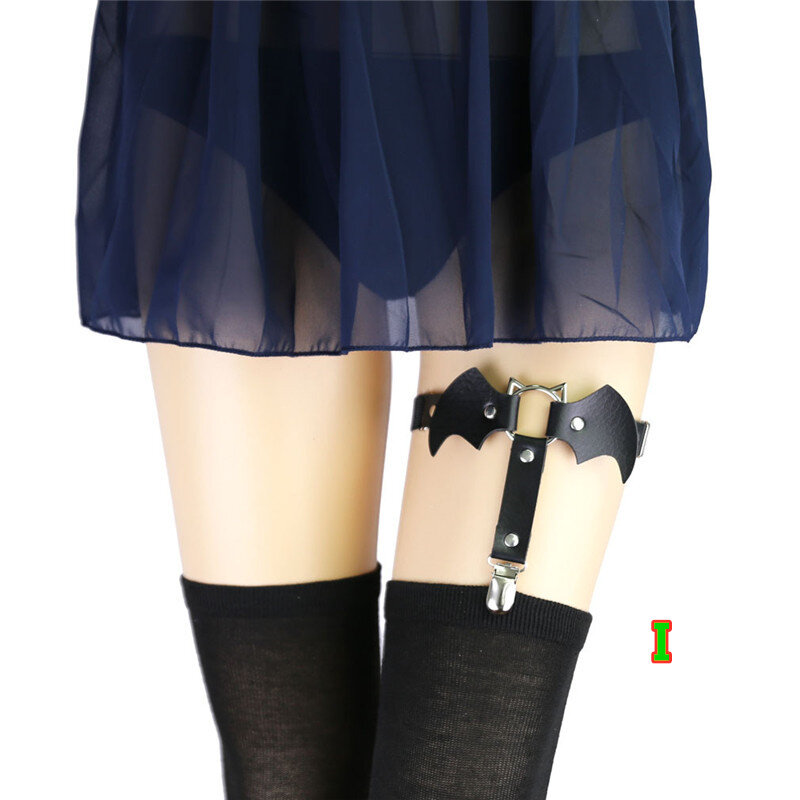 Arnês feminino sexy de couro sintético, cinto estilo harajuku com elasticidade de coração, suspensório apertado, anel de perna, cintos de liga gótico