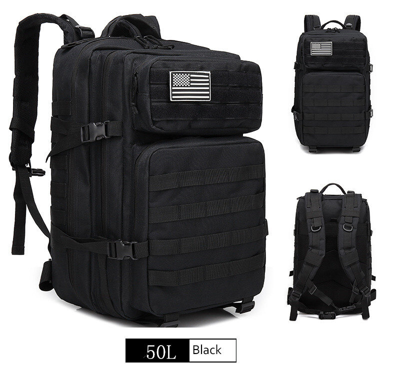 Военный тактический рюкзак для мужчин, уличный Водонепроницаемый ранец большой вместимости 50 л, 3P, с мягкой спинкой, для походов, кемпинга, о...