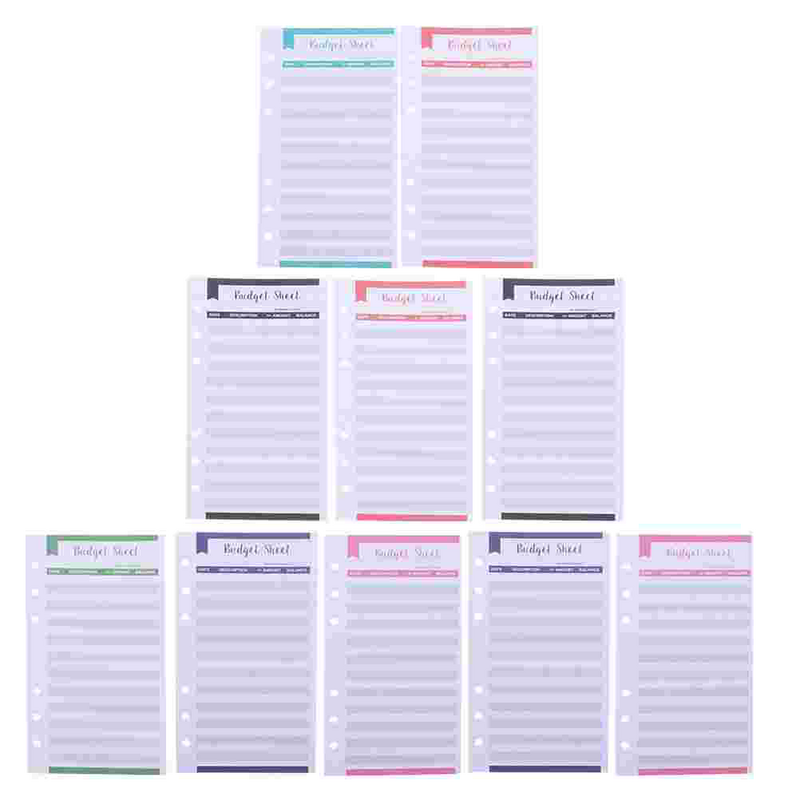 40 szt. Arkusze zużycia gotówki karty budżetowe kreatywne arkusze budżetu biznesowego (różne kolory)