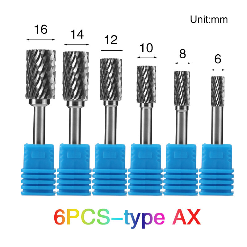 AX type Head Tungsten Carbide Rotary file double slot Tungsten Steel Wood Carving Grinding Tools Point Burr Die Grinder Abrasive