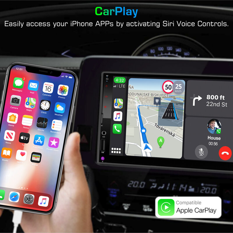 Автомагнитола 2 Din Apple Carplay, автомобильный MP5-плеер на Android, сенсорный экран, USB, Bluetooth, Mirorr link, Авторадио 7 дюймов, 2 Din для Toyota, Nissan