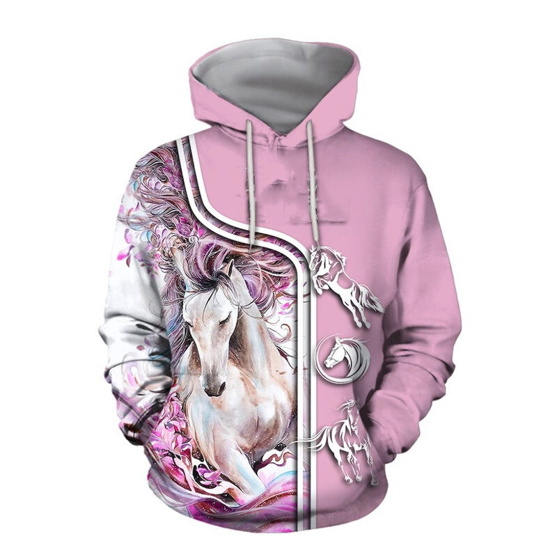 Fashion Animal Paard 3D Print Mannen/Vrouwen Sweatshirt Hoodie Harajuku Trui Herfst Winter Hoodie