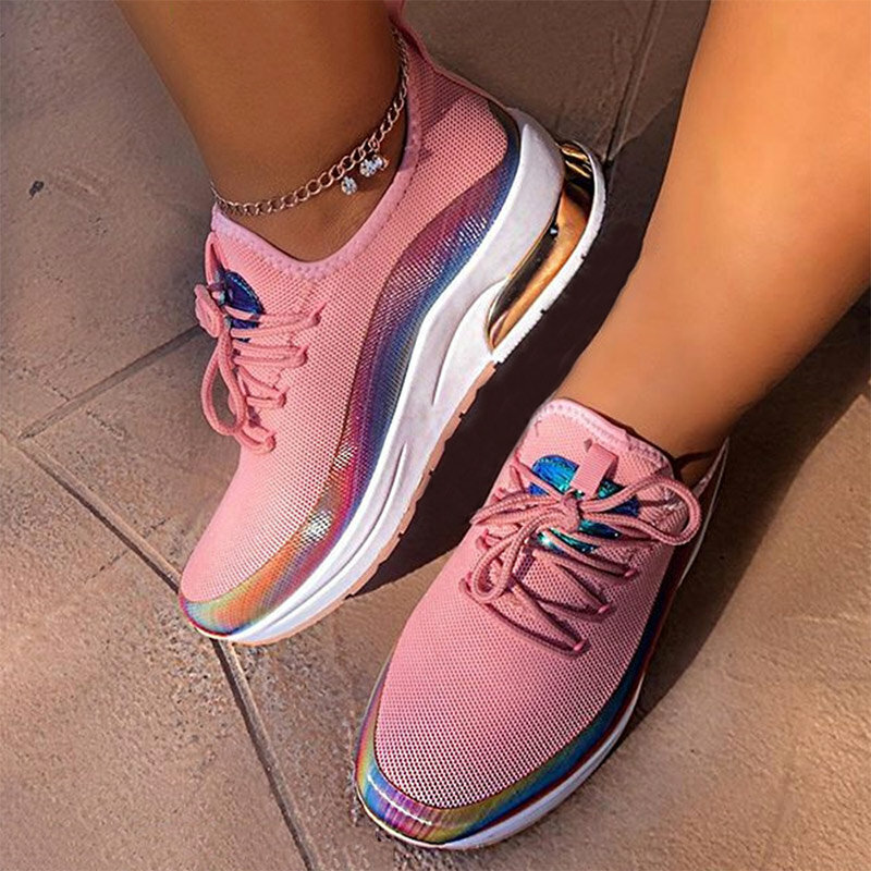 2020 New Sneaker Women Flat Mesh Ladies Lace Up Vulcanized Shoes Casual Breathable Comfort Walking Shoes Female Plus Size 43
