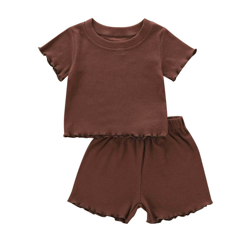 Crianças roupas menina 6months-4years da criança do bebê meninas verão cor sólida manga curta topo + curto + bandana crianças roupas menina