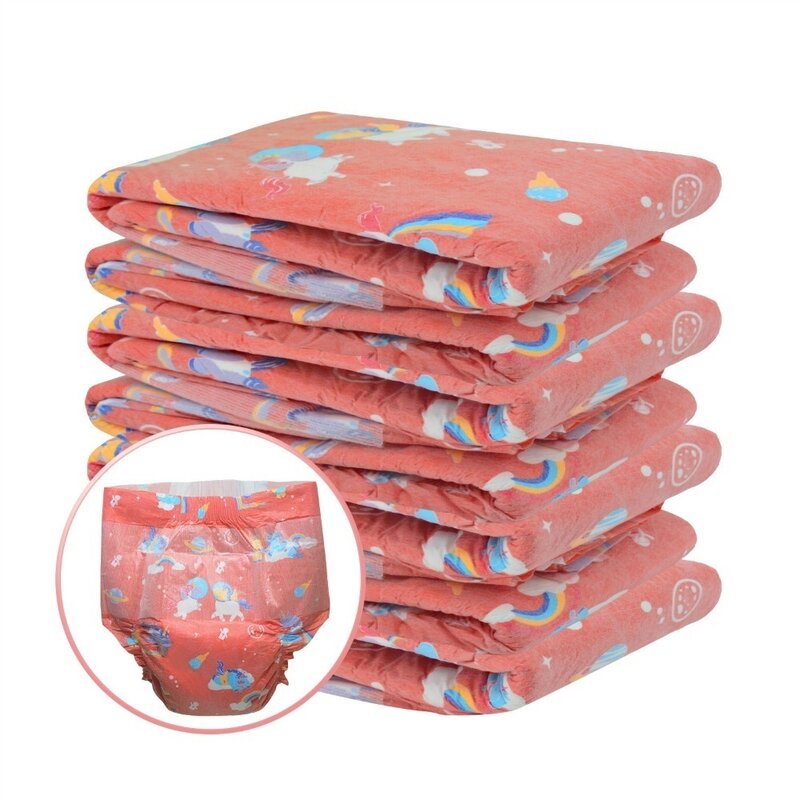 ABDL Adult Diaper Lover Cute Print Patterns Elastic Waistline Diaper DDLG Adult Baby Diaper High Absorption 6000ML Diaper