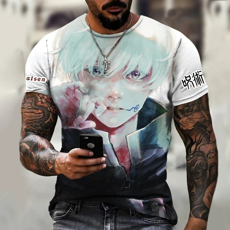 Camiseta de Anime 3D para hombre y mujer, ropa informal de manga corta, suave y transpirable, Jujutsu, Kaisen, Inumaki, Toge, Unisex