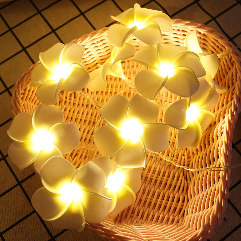 زهور فرانجيباني LED ضوء سلسلة هاواي رغوة الاصطناعي بلوميريا زهرة الجنية أضواء النجوم لحفل الزفاف عيد الحب