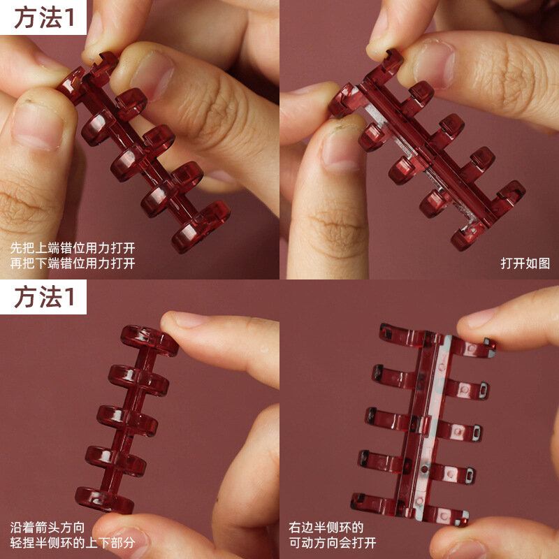 สี Vintage Binder แหวนมือ Binders Hold Diy ห้าหลุม Segmented พลาสติก Binder Universal แหวนพลาสติก A4 Binder