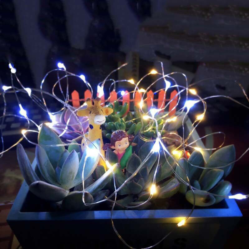 СВЕТОДИОДНАЯ Гирлянда CR2032 на батарейках, микро мини-светильник из серебристой проволоки, звездное украшение на Рождество, Хэллоуин