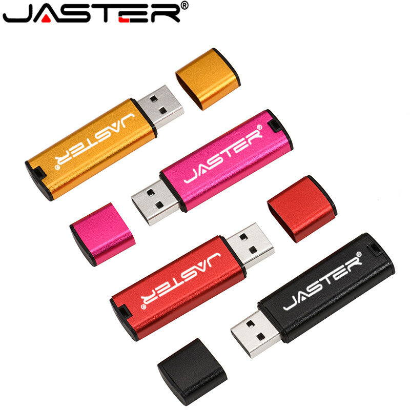 JASTER-Unidad flash USB 2,0 de plástico, pendrive de 128GB, 64GB, 32GB, 16GB, 8GB y 4GB, color rojo, azul, negro, plateado y rosa, ideal para regalo
