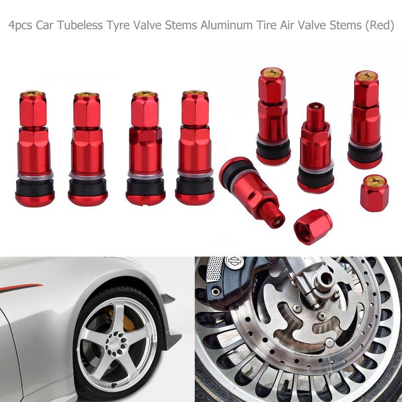 Universal Metal Tire Air Valve Hastes Caps, Motocicleta Tubeless Roda Acessórios, liga de alumínio, 4pcs