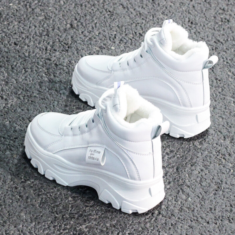 Women's casual sneakers; winter sneakers with plush fur; warm women's shoes; women's shoes with lacing; women's shoes on