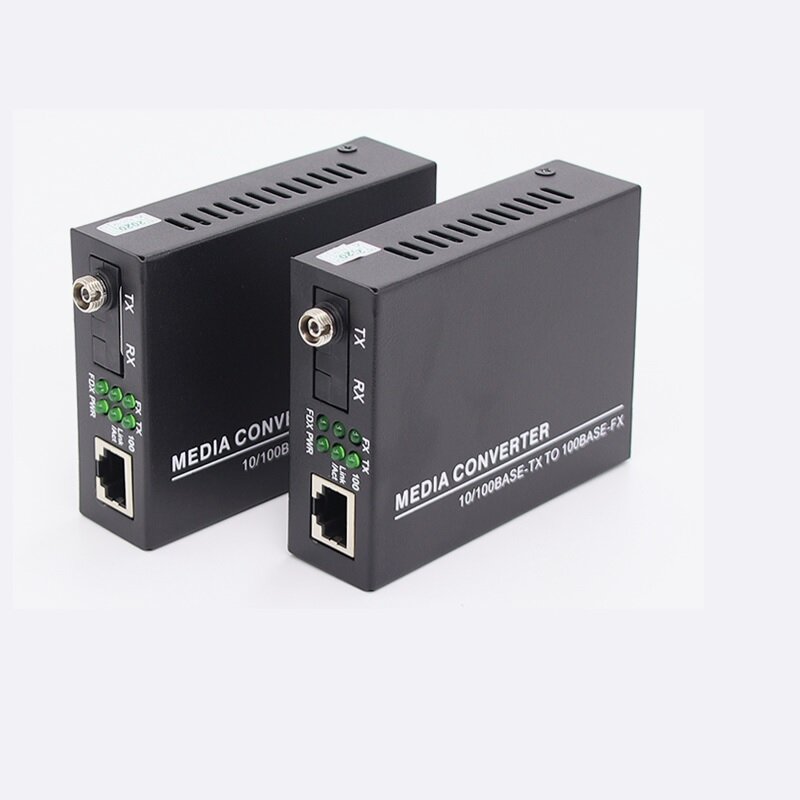 1 Pair FC Port Fiber Optic Transmitter Single-mode 20KM Single Fiber Media Converter