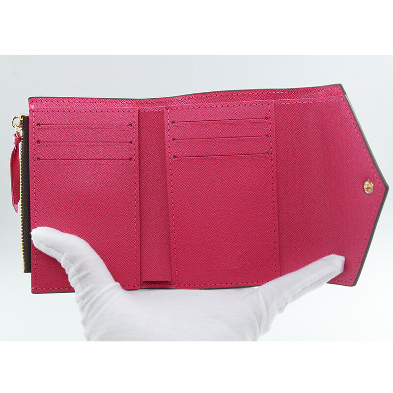 Alta qualidade de luxo carteira feminina multifuncional moda carteira 100% real couro dobrável com pacote caixa presente m41938