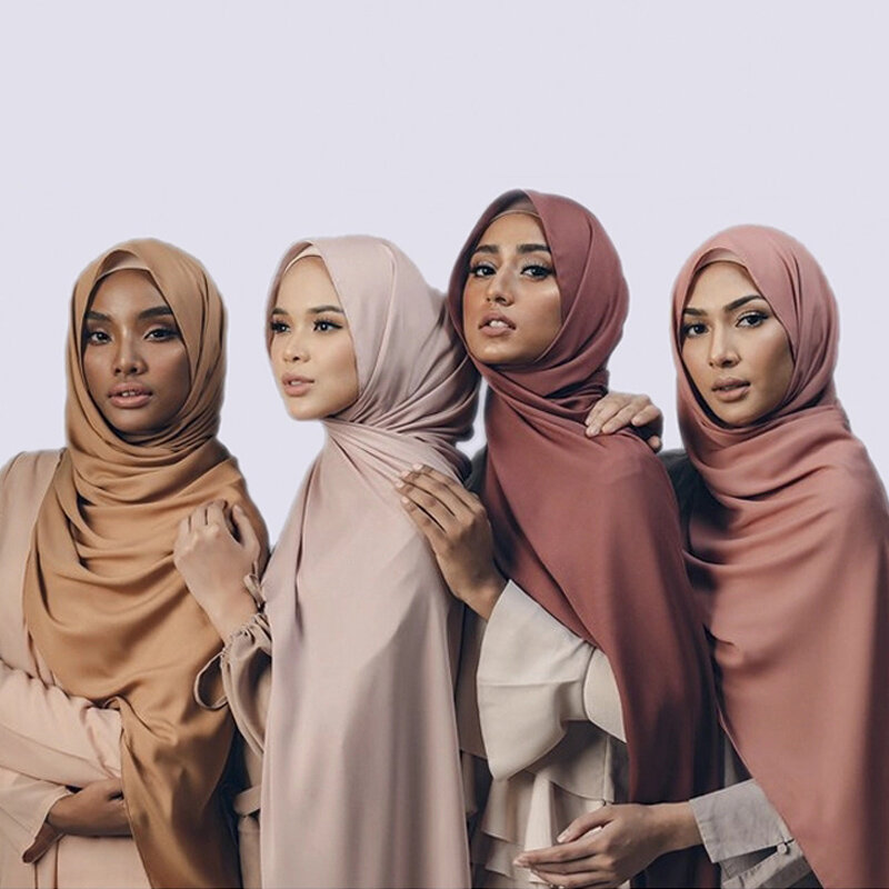 Tốt Khâu Thời Đồng Bằng Chất Lượng Cao Cao Cấp Nặng Voan Hijab Khăn Choàng Nữ Giới Malaysia Của Khăn Hijabs Dài Khăn Choàng Khăn Choàng Cổ