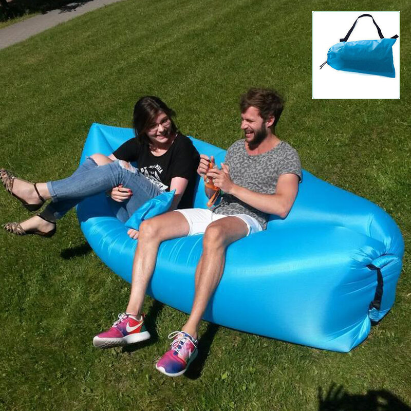 Inflatable Sofa Pantai Tidur Camping Air Sofa Ringan Portabel Lipat Malas Lounger Tidur untuk Perjalanan Piknik Outdoor 200x70cm