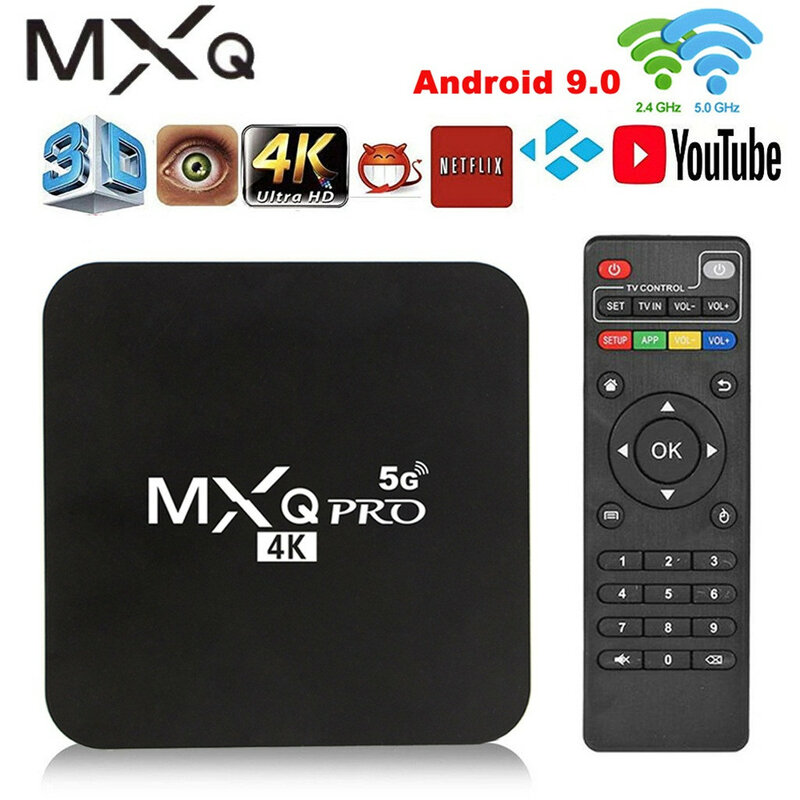 Mxq Pro 4K 2.4G/5Ghz Wifi Android 9.0 Quad Core Smart Tv Box Media Player 1G + 8G Wifi Android 9.0 Quad Core Smart Tv Box Media