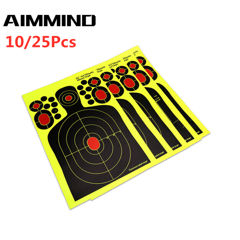 10/25 Pcs Berburu Pelatihan Target Kertas Fluoresensi Stiker Pistol Menembak Target Kertas Berkualitas Tinggi Target Kertas