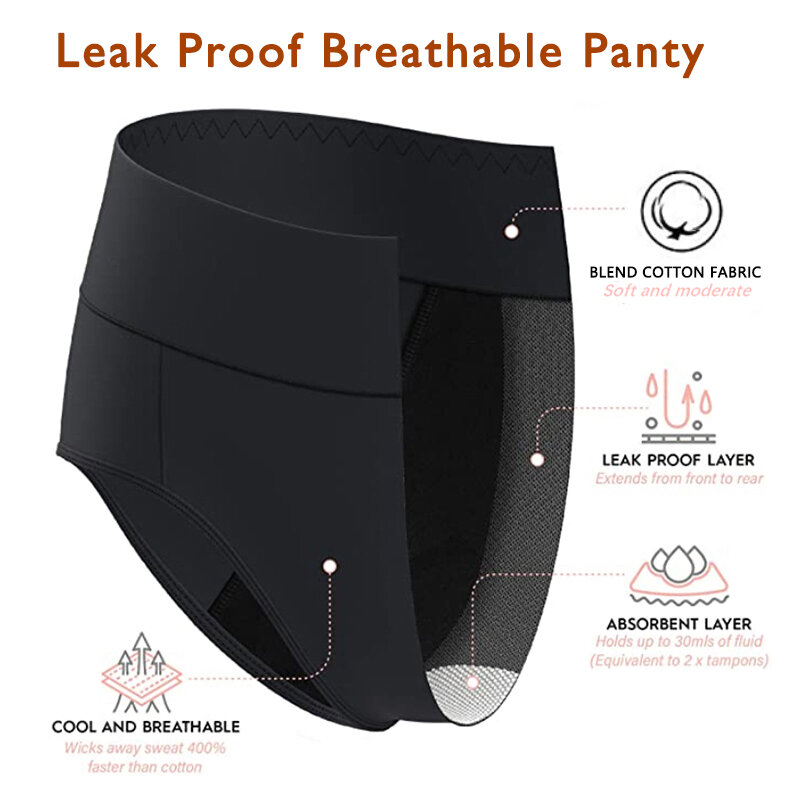 6 Pcs Women Menstrual Panties Leak Proof Period Briefs Ladies Cotton Lingerie Ma'am Sexy Comfortable Physiological Underwear
